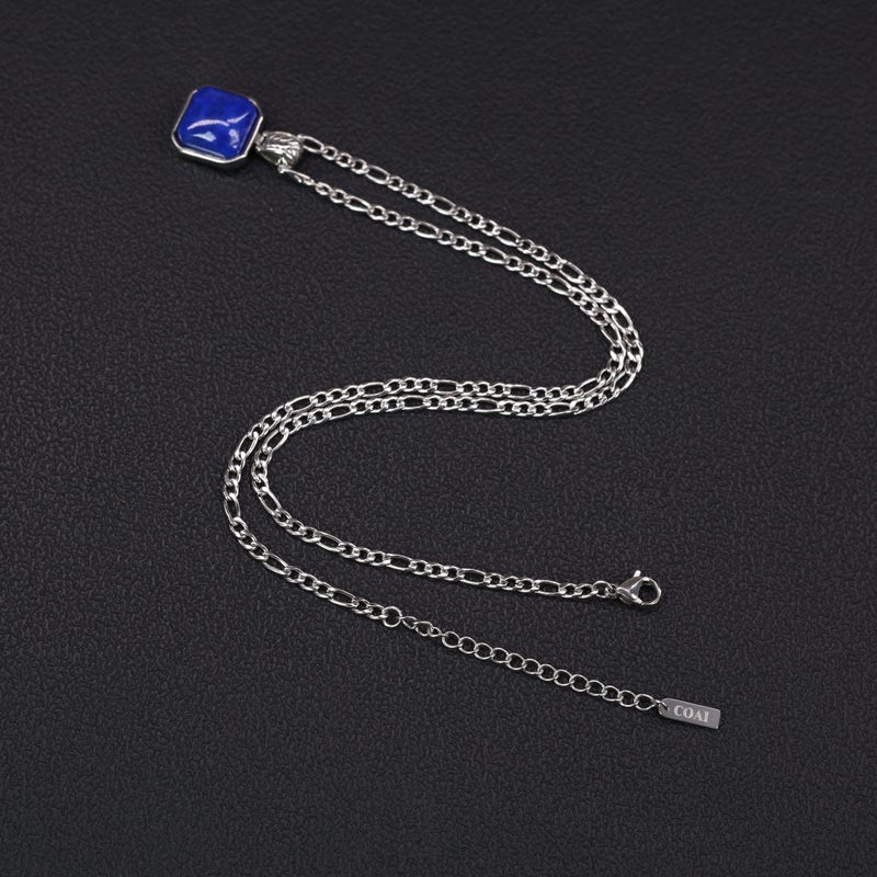 COAI Figaro Chain Necklace Lapis Lazuli Healing Crystal Necklace, Silver Necklace 18" - Image 5