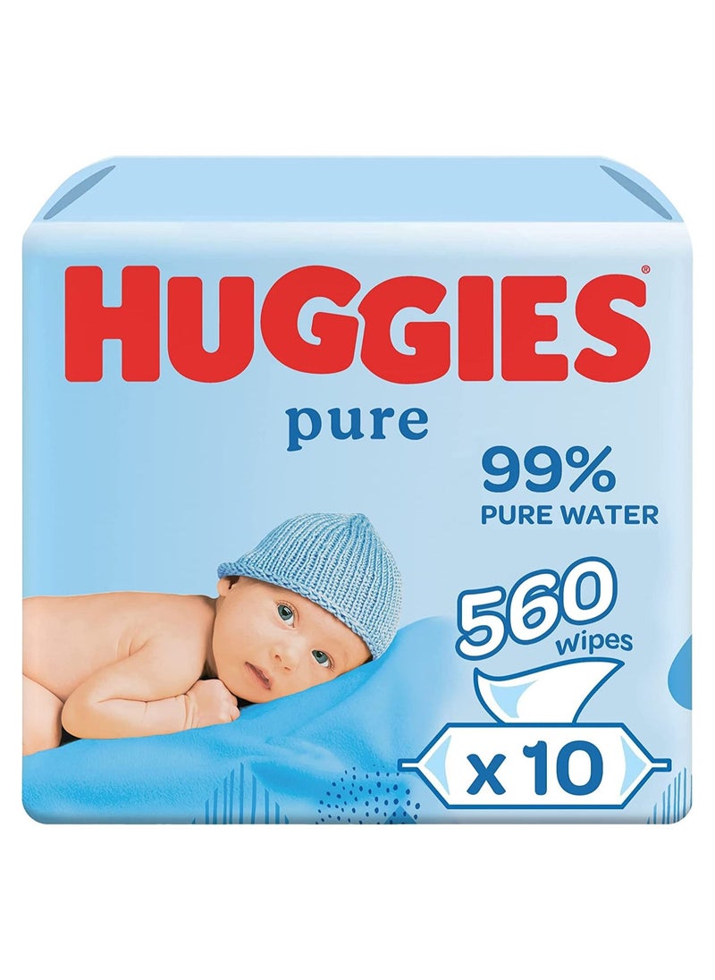 Huggies - Pure Baby Wipes With 99 Percentage Pure Water for Sensitivity (Pack of 10) - Image 1