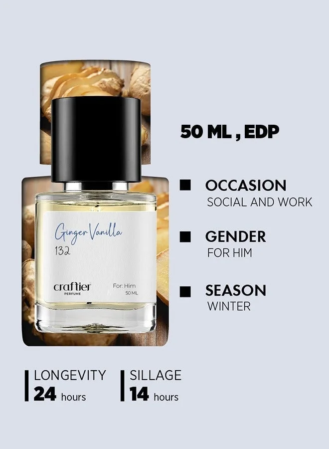 Craftier Perfume Inspired Perfume GINGER VANILLA - Inspired of-THE MOST WANTED PARFUM, Eau De Parfum for Men - 50ml, Long Lasting Woody Fragrance Upto 24 Hrs, Travel Size Men's Perfume for Men | Best Price UAE