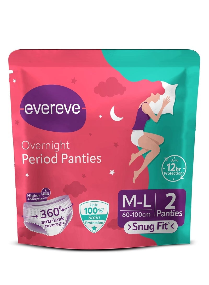 EverEve Ultra Absorbent Disposable Period Panties, M-L, 2's Pack, 0% Leaks, Sanitary protection for women & Girls, Maternity Delivery Pads, 360 Protection, Postpartum & Overnight use, Heavy Flow - Image 1