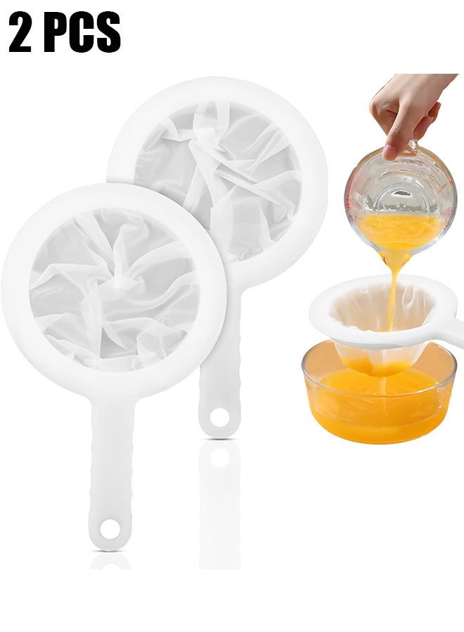 2 Pieces Ultra Fine Mesh Strainer Nylon Food Juice Strainer Yogurt Mesh Sieve Plastic Mesh Colander with Handle Mini Brine Shrimp Separation Net for Kitchen(120/200 Mesh) - Image 1