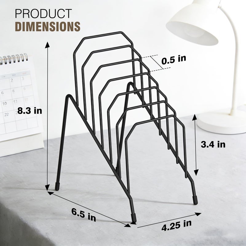 Gawerk Incline Desk Mail Organizer, Mail Sorter Letter Organizer Rack with 6-Section Vertical Compartments Rack for Letters, Postcards, Brochures, Mail Holder for Office, Home, School - Image 2