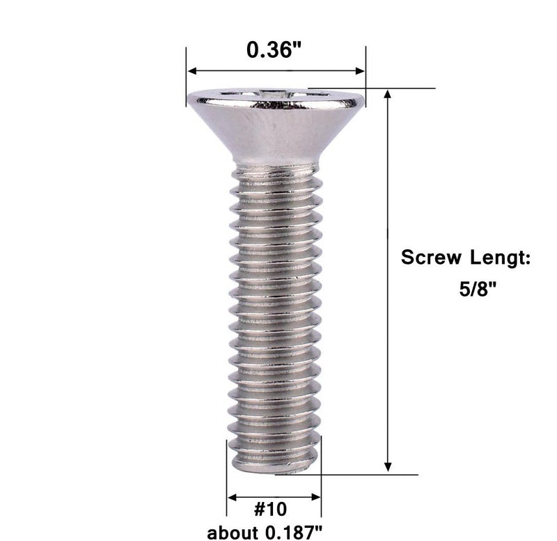 VAMUOEFL #10-24 x 5/8" Phillips Flat Head Machine Screws, Stainless Steel 304 (18-8), UNC Coarse Thread, Countersunk Head Machine Screws, 40Pcs - Image 2
