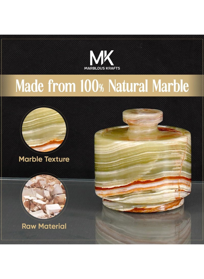 MARBLOUS KRAFTS قبو ملح رخامي مع غطاء، حامل ملح حجري من حجر العقيق الأخضر، مقاس 3 بوصات، مناسب للطاولة وحاوية الملح الحجرية، وطبق الملح، وصندوق الملح، وبرطمان التوابل  - Image 5
