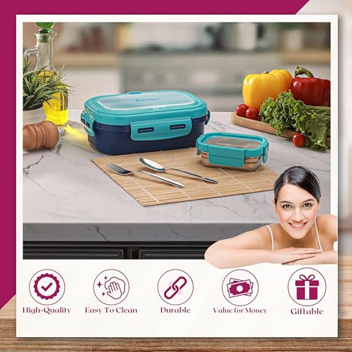 Trueware Picaso Insulated Inner Steel Thermoware BPA Free, Airtight, Food Grade, 2 Containers Lunch Box 750 ML - Image 4