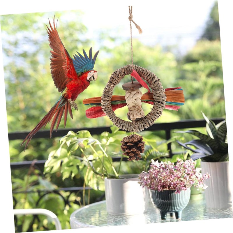 Multi-style matching design SEWACC Parakeet Chewing Natural Corn Leaf Bird Bite-Resistant Bird Cage Accessory for Parrots Budgerigars Cockatiels Finches Promotes Exercise Economical varied design options - Image 5