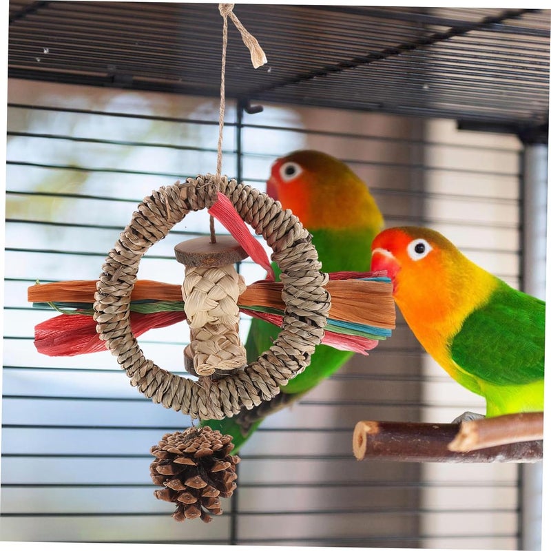 Multi-style matching design SEWACC Parakeet Chewing Natural Corn Leaf Bird Bite-Resistant Bird Cage Accessory for Parrots Budgerigars Cockatiels Finches Promotes Exercise Economical varied design options - Image 3