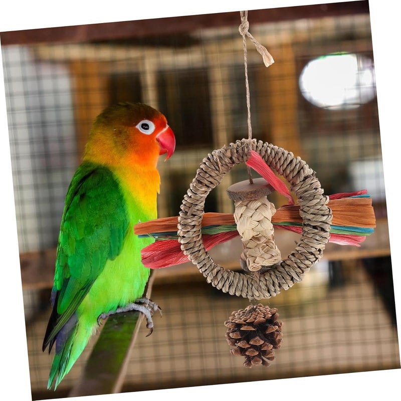 Multi-style matching design SEWACC Parakeet Chewing Natural Corn Leaf Bird Bite-Resistant Bird Cage Accessory for Parrots Budgerigars Cockatiels Finches Promotes Exercise Economical varied design options - Image 4