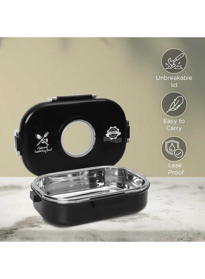 JAYPEE Lunch Box Submarine Black 650 ml Stainless Steel Insulated Lunch Box for School & Office, Spoon, Airtight Leak-Proof, Unbreakable Lid,Tiffin Box for Kids - Image 4