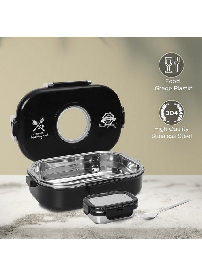 JAYPEE Lunch Box Submarine Black 650 ml Stainless Steel Insulated Lunch Box for School & Office, Spoon, Airtight Leak-Proof, Unbreakable Lid,Tiffin Box for Kids - Image 3