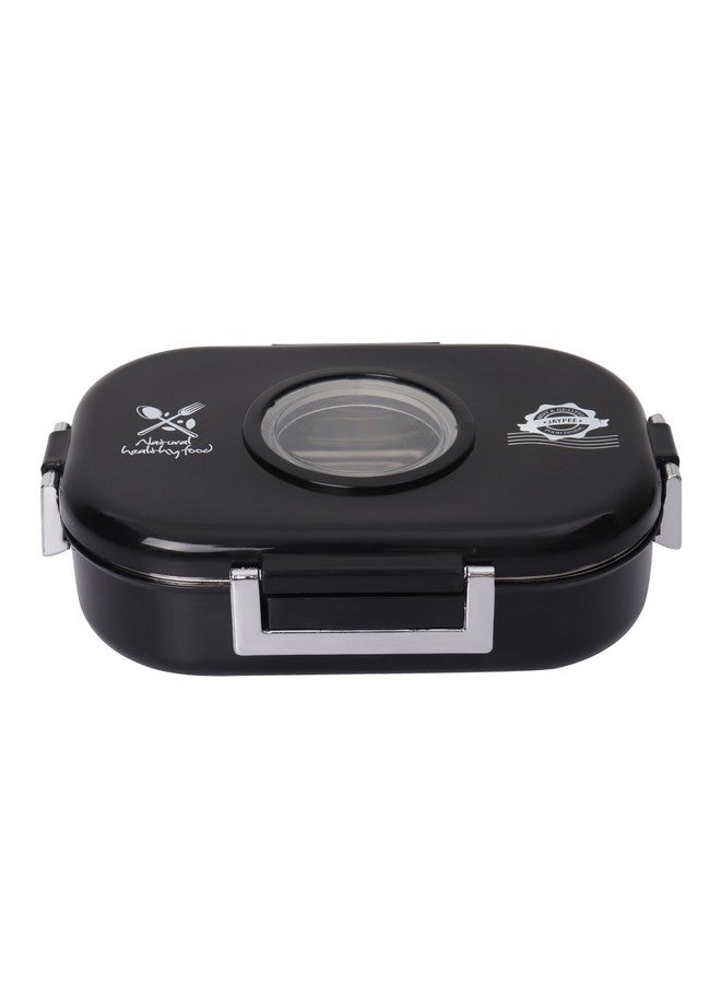 JAYPEE Lunch Box Submarine Black 650 ml Stainless Steel Insulated Lunch Box for School & Office, Spoon, Airtight Leak-Proof, Unbreakable Lid,Tiffin Box for Kids - Image 1