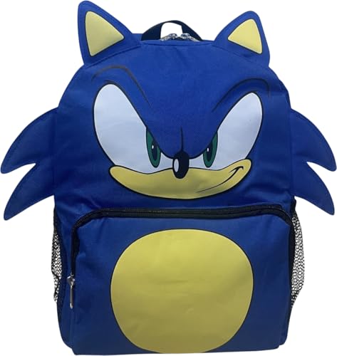 Ruz Sonic The Hedgehog Big Face School Backpack With 3D Ears And Quills (Sonic 14") - Image 1