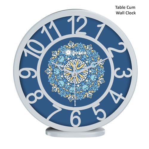 Bosco Modern Non Ticking Silent, Royal Blue dial with White Border, 20 CM Table Cum Round Wall Clock for Home, Living Room, Bed Room, Office and Kitchen - BWC-1206 - Image 3