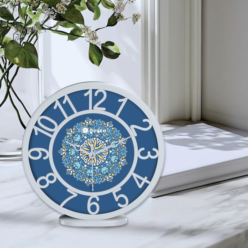 Bosco Modern Non Ticking Silent, Royal Blue dial with White Border, 20 CM Table Cum Round Wall Clock for Home, Living Room, Bed Room, Office and Kitchen - BWC-1206 - Image 5