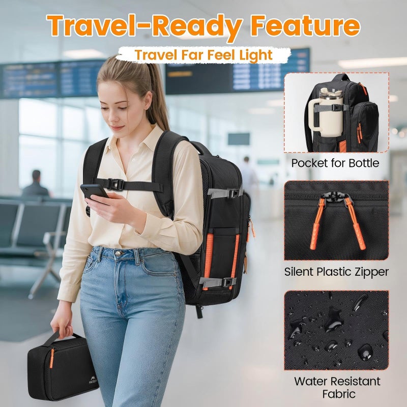 MATEIN Personal Item Backpack 18x14x8 with Shoe Compartment Detachable, Airline Approved Carry On Backpack for Travel with Electronics Case, Lightweight Luggage Bag for Spirit Airlines Fits 17" Laptop - Image 5