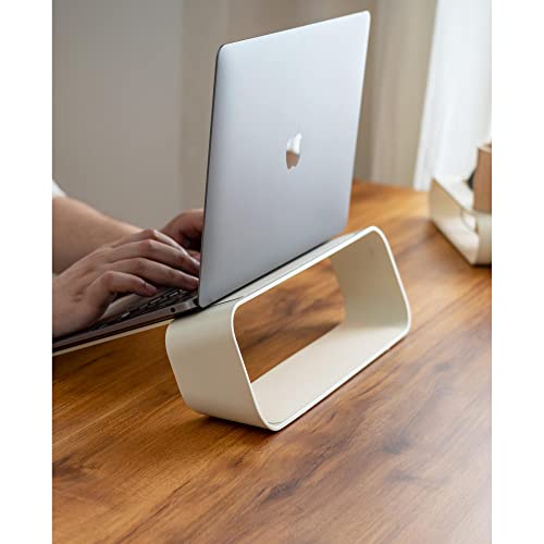 DailyObjects Arete Laptop Stand (Ivory) Portable Compatible with MacBook Notebook Tablet Aluminum Ergonomic Tabletop Laptops Upto 16 inch - Image 3