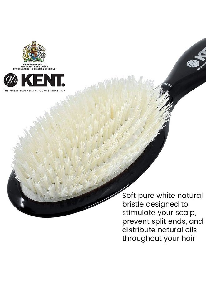KENT Csgl 8.5" Large Oval Cushion Straightening Brush And Hair Detangler Natural White Boar Bristle Hair Brush Shine Hair Brush And Scalp Scrubber For Fine Or Thinning Hair (Hair Brush Cleaner)  - Image 4