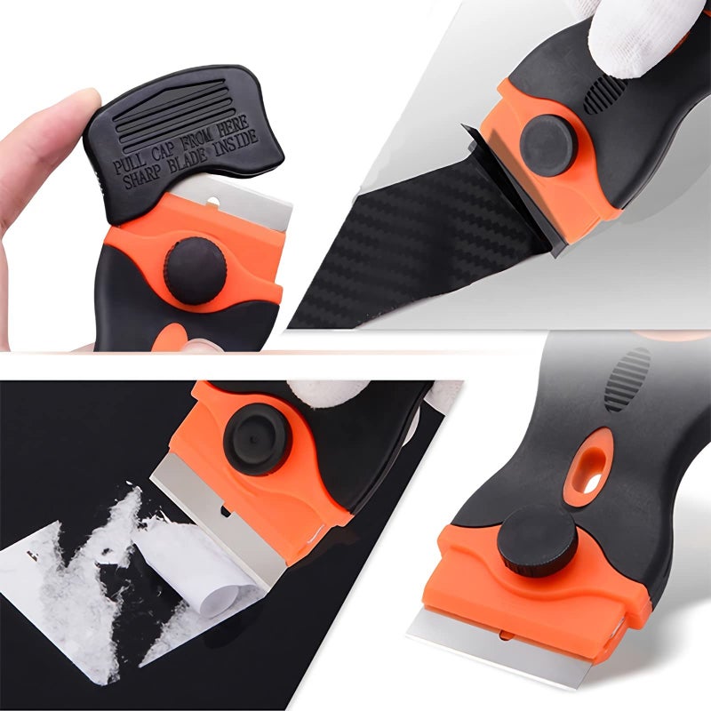 Viadom Razor Blade Scraper, 2-in-1 Double Edged Razorblade Scraper Tool with 20Pcs Razor Blades, Multi-Purpose Paint Cleaning Razor Scraper for Glass, Decals, Stickers, Labels, Caulk, Adhesive, Paint Removal - Image 2