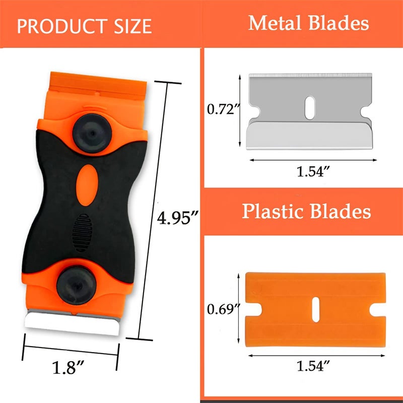Viadom Razor Blade Scraper, 2-in-1 Double Edged Razorblade Scraper Tool with 20Pcs Razor Blades, Multi-Purpose Paint Cleaning Razor Scraper for Glass, Decals, Stickers, Labels, Caulk, Adhesive, Paint Removal - Image 5