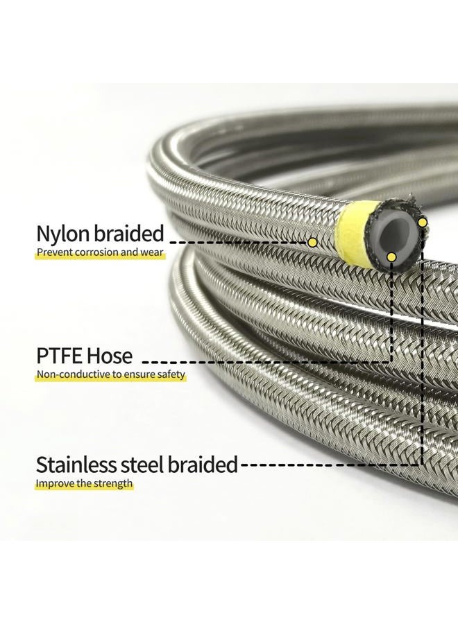 Lagogia 10AN Oil Cooler Hose, 5/8 inch Dia Nylon Braided High Pressure Fuel Line Stainless Steel Rubber Hose, for Automotive, Marine Engine Tube Fuel System Hose-Sliver (3.6M/12FT) - Image 4