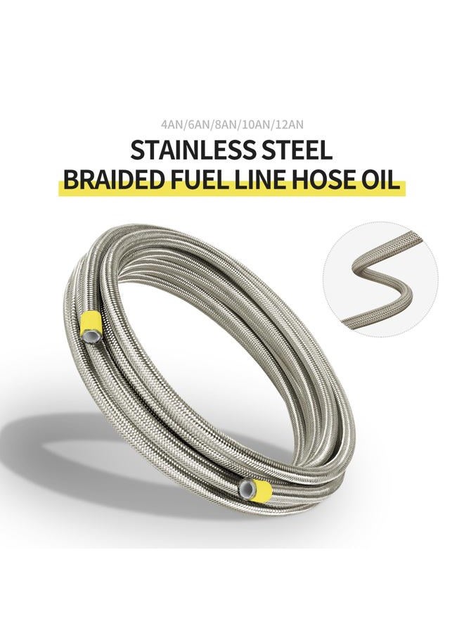 Lagogia 10AN Oil Cooler Hose, 5/8 inch Dia Nylon Braided High Pressure Fuel Line Stainless Steel Rubber Hose, for Automotive, Marine Engine Tube Fuel System Hose-Sliver (3.6M/12FT) - Image 3