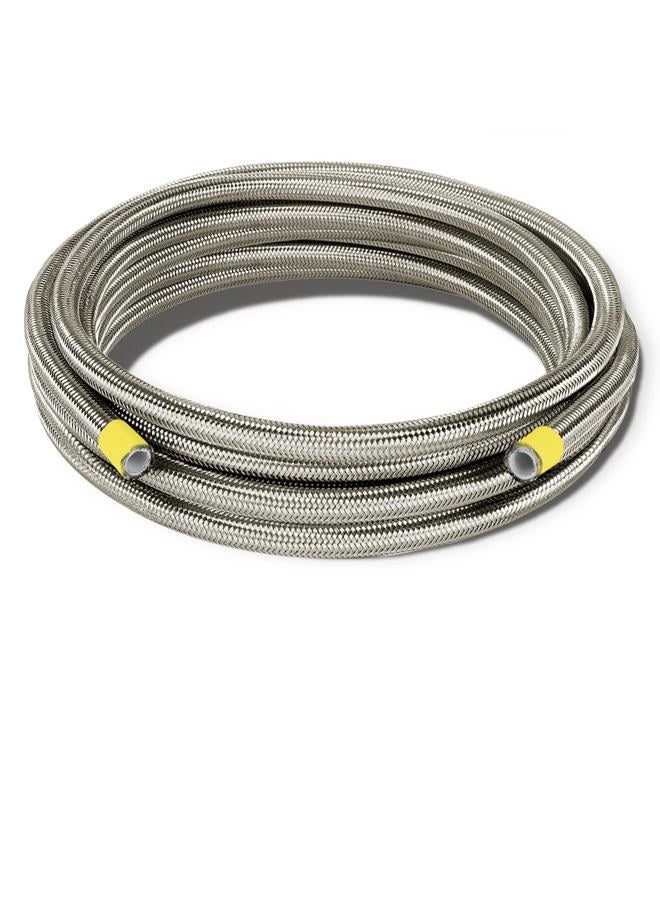 Lagogia 10AN Oil Cooler Hose, 5/8 inch Dia Nylon Braided High Pressure Fuel Line Stainless Steel Rubber Hose, for Automotive, Marine Engine Tube Fuel System Hose-Sliver (3.6M/12FT) - Image 1