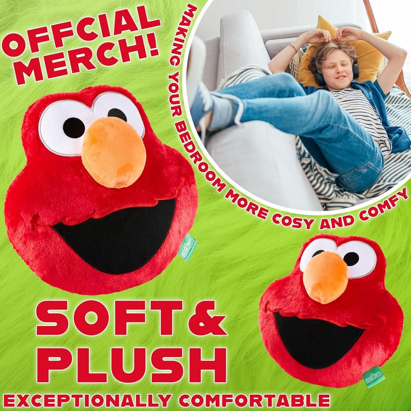 احصل على وسادة Sesame Street Elmo ثلاثية الأبعاد للأطفال والمراهقين والبالغين، وسادة ناعمة من الفرو، وسادة ديكور لغرفة النوم من الصوف (إلمو أحمر، مقاس L31.5 × عرض 31 سم / L12.4 × عرض 12.2 بوصة) - Image 5