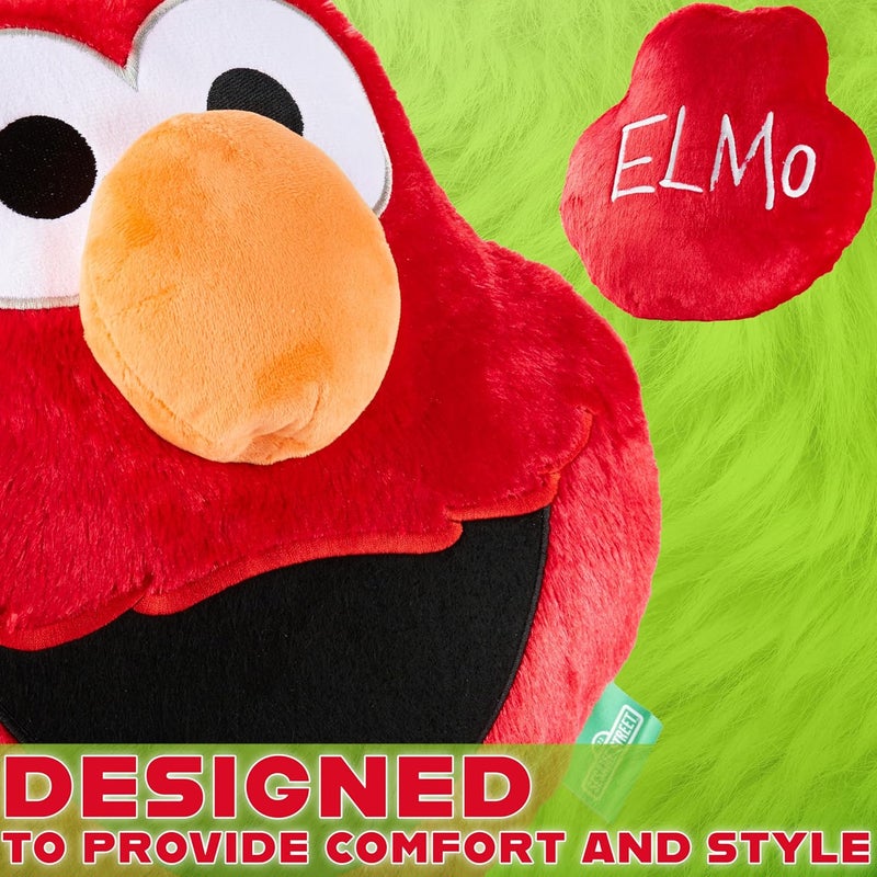 احصل على وسادة Sesame Street Elmo ثلاثية الأبعاد للأطفال والمراهقين والبالغين، وسادة ناعمة من الفرو، وسادة ديكور لغرفة النوم من الصوف (إلمو أحمر، مقاس L31.5 × عرض 31 سم / L12.4 × عرض 12.2 بوصة) - Image 3