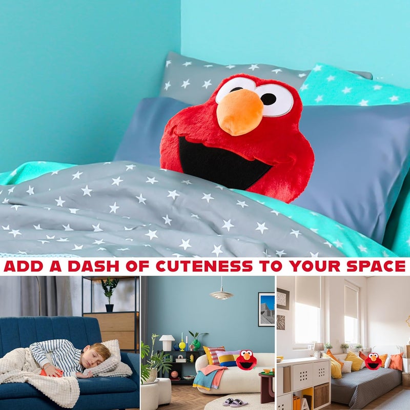 احصل على وسادة Sesame Street Elmo ثلاثية الأبعاد للأطفال والمراهقين والبالغين، وسادة ناعمة من الفرو، وسادة ديكور لغرفة النوم من الصوف (إلمو أحمر، مقاس L31.5 × عرض 31 سم / L12.4 × عرض 12.2 بوصة) - Image 4