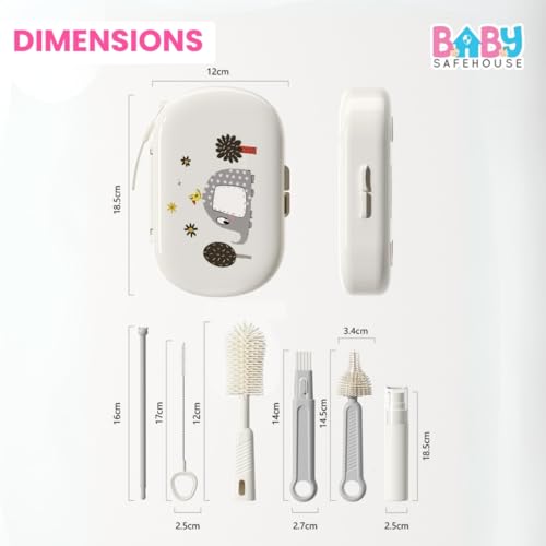 BabySafeHouse Silicon Bottle Cleaning Brush Set for Travel with Drying Rack and Liquid Soap Dispenser, Includes Feeding Bottle Cleaner, Nipple & Straw Cleaner - Image 2