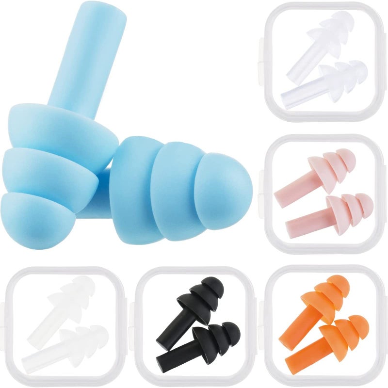 Bememo 6 Pairs Kids Adults Ear Plugs Swimming Noise Cancelling Reusable Earplugs for Sleeping and Swimming 6 Assorted ColorsClassic Colors - Image 3