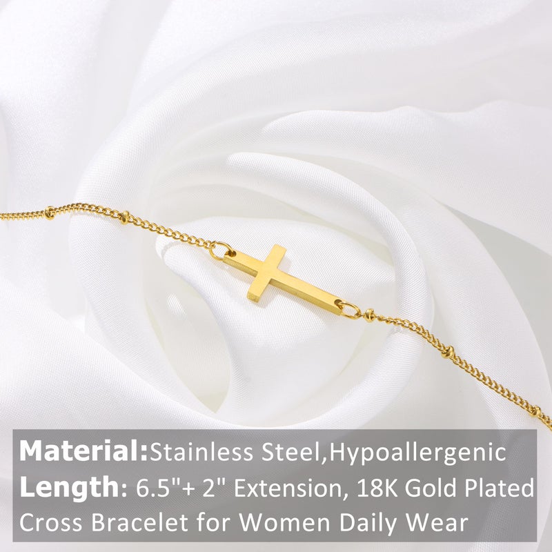 CASDAN 9pcs Cross Bracelets for Women Adjustable Dainty Cross Prayer Bracelet Stainless Steel Christian Religious Easter Basket Stuffers Gifts - Image 2