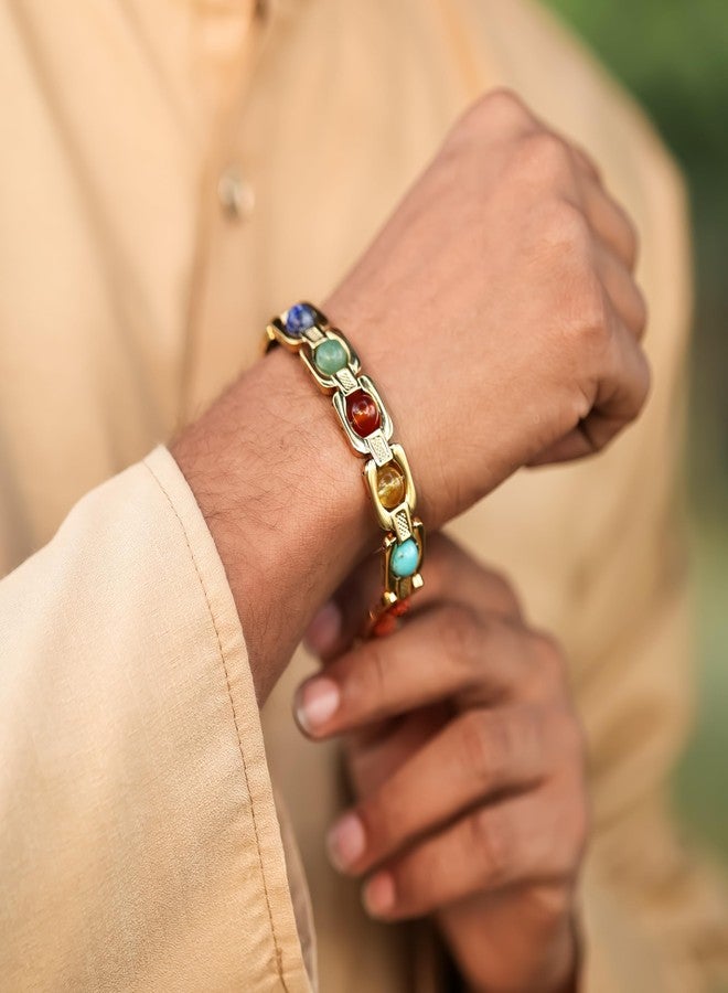 Divine Hindu 7 Chakra Link Chain Bracelet with Rudraksha for Men & Women | Healing Crystal Chakra Bracele - Image 3
