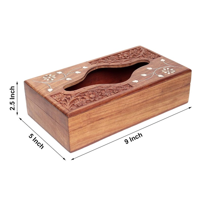 Zyntix Wooden Tissue Paper Box Friendly 9 x 5 Inch Tissue Paper Holder Car Tissue Box for Home or Office Stylish Durable Design to Keep Your Tissues Handy and Neat - Image 4