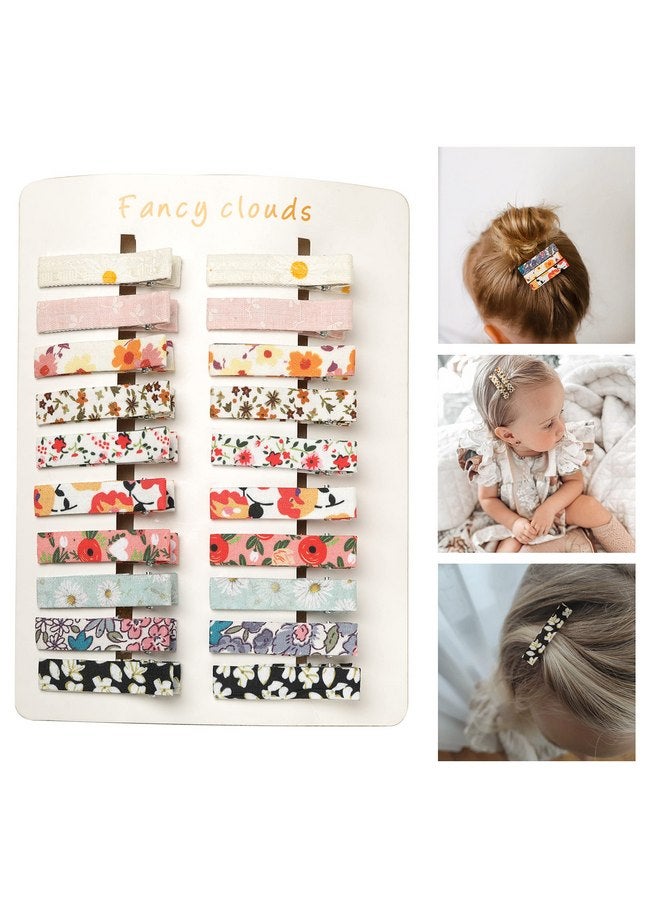 FANCY CLOUDS Hair Clips for Girls Women Toddler Baby,Assorted 20Pcs Flower Fabric Fully Lined Small Alligator Clips Hair Accessories for Teens Child Kids Gifts - Image 1