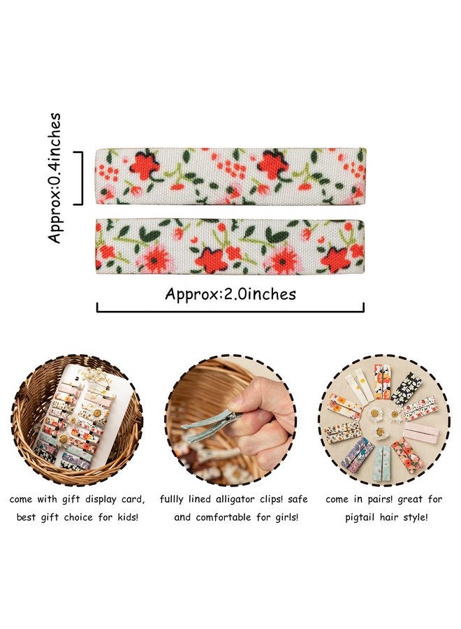 FANCY CLOUDS Hair Clips for Girls Women Toddler Baby,Assorted 20Pcs Flower Fabric Fully Lined Small Alligator Clips Hair Accessories for Teens Child Kids Gifts - Image 4