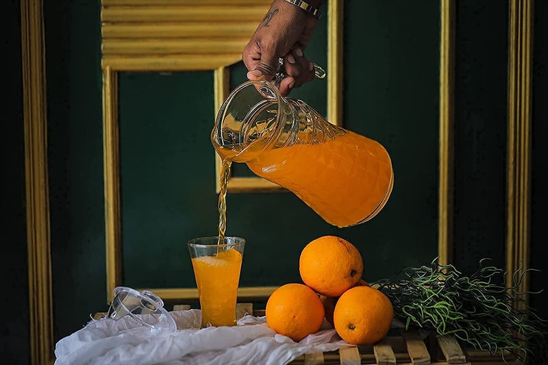 ConvertKitchen Glass Pitcher with Plastic lid, Drinking Beverage Jag, Glass Water jug for Home 1.7L (Set of 1) - Image 2