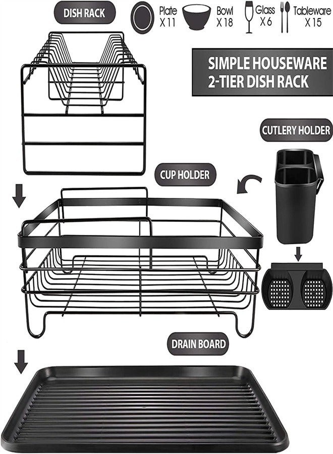 Arabest Kitchen Drainage Storage Rack  Iron Wire Tableware  Bowl And Dish Rack  Multifunctional Double Layer Storage Rack  Drainage Bowl And Dish Rack  Countertop  - Image 3