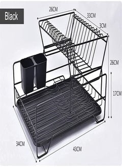 Arabest Kitchen Drainage Storage Rack  Iron Wire Tableware  Bowl And Dish Rack  Multifunctional Double Layer Storage Rack  Drainage Bowl And Dish Rack  Countertop  - Image 2