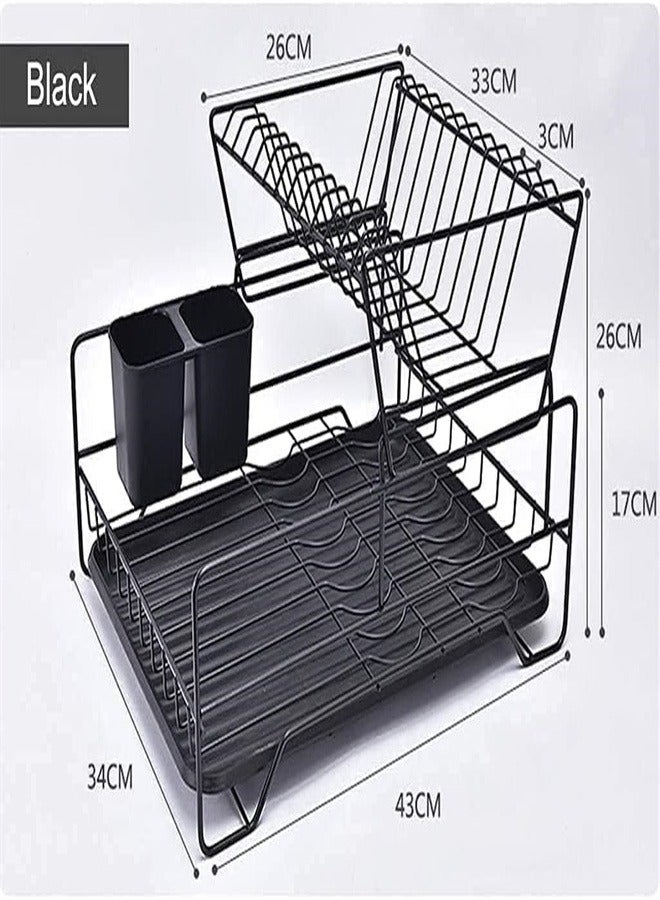 Arabest Kitchen Drainage Storage Rack  Iron Wire Tableware  Bowl And Dish Rack  Multifunctional Double Layer Storage Rack  Drainage Bowl And Dish Rack  Countertop  - Image 2