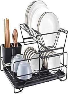 Arabest Kitchen Drainage Storage Rack  Iron Wire Tableware  Bowl And Dish Rack  Multifunctional Double Layer Storage Rack  Drainage Bowl And Dish Rack  Countertop  - Image 1