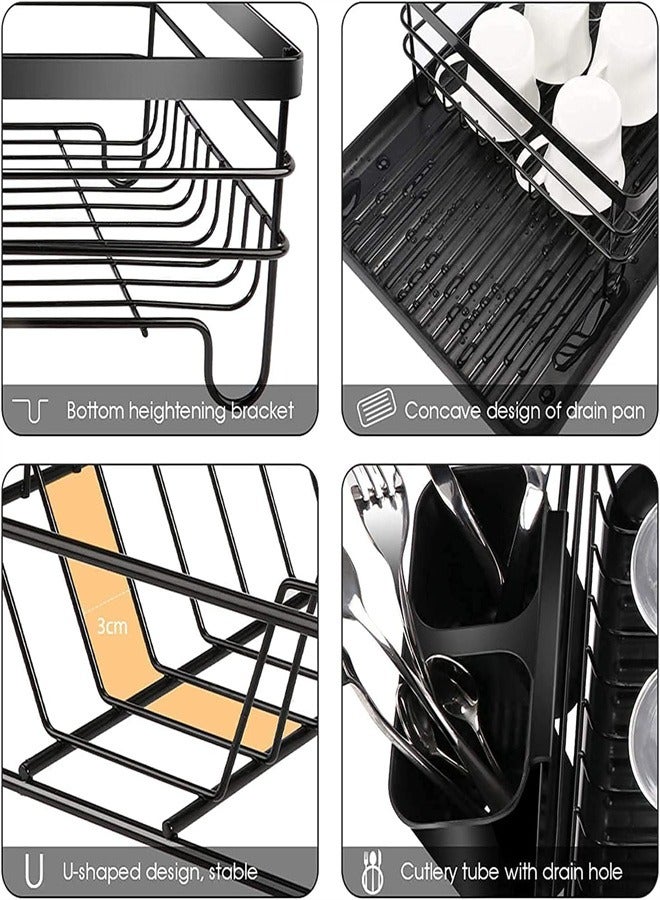 Arabest Kitchen Drainage Storage Rack  Iron Wire Tableware  Bowl And Dish Rack  Multifunctional Double Layer Storage Rack  Drainage Bowl And Dish Rack  Countertop  - Image 5