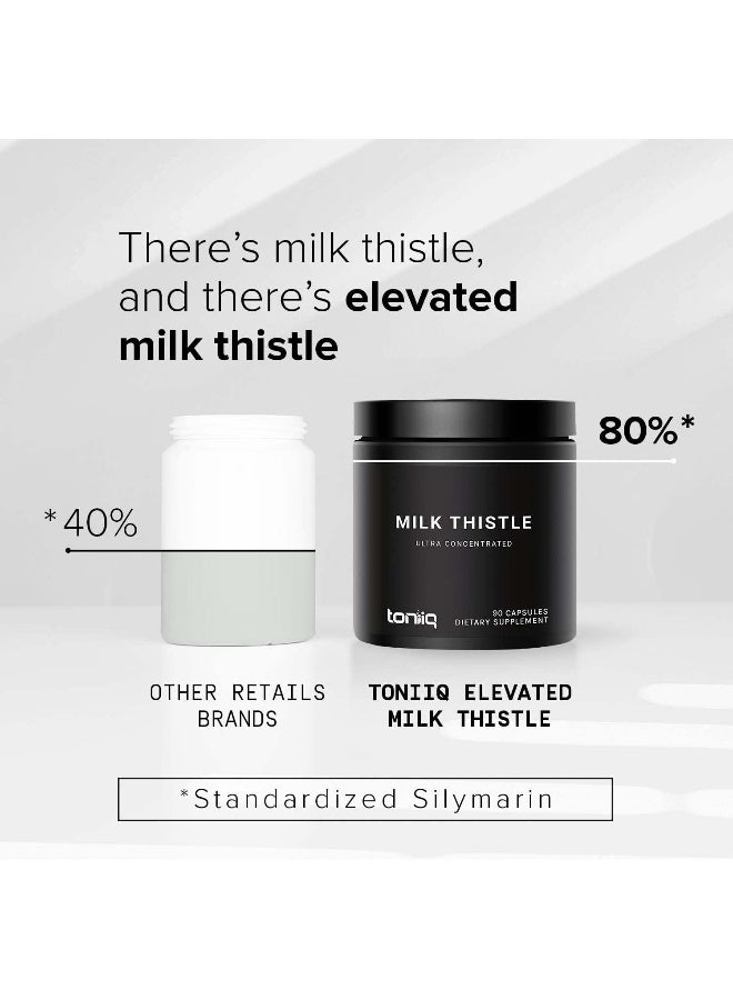 Toniiq 25,000mg 50x Concentrated Milk Thistle Extract - Milk Thistle 500mg Per Serving - 80% Silymarin - Bioavailable Silymarin Milk Thistle Supplement Capsules - 90 Vegetarian Caps - Image 4