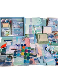 HASTHIP HASTHIP® 150Pcs Journal Kit Journal Stickers Journal Supplies, Scrapbook Stickers Pack for Art Journaling Bullet Junk Journal Planners, DIY Decoration Paper Craft Kits (Blue)  - Image 1