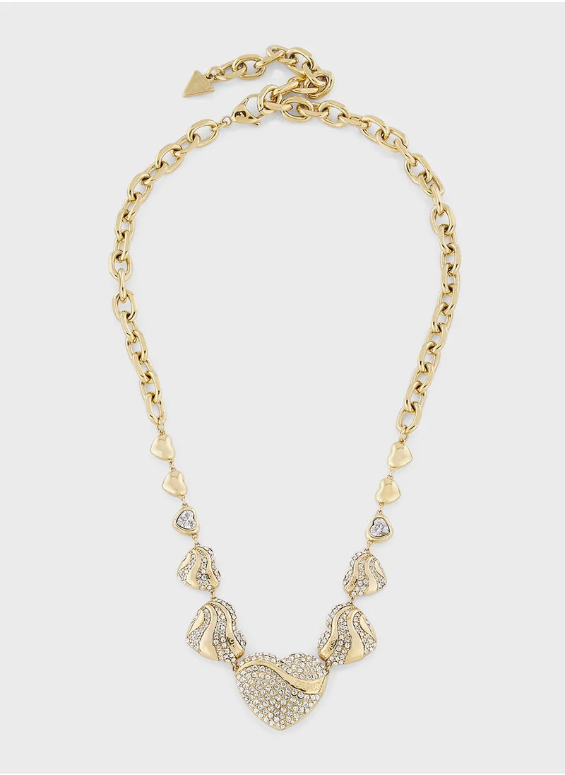 جس Crystal Hearts Short Necklace