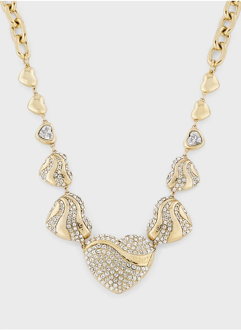 جس Crystal Hearts Short Necklace