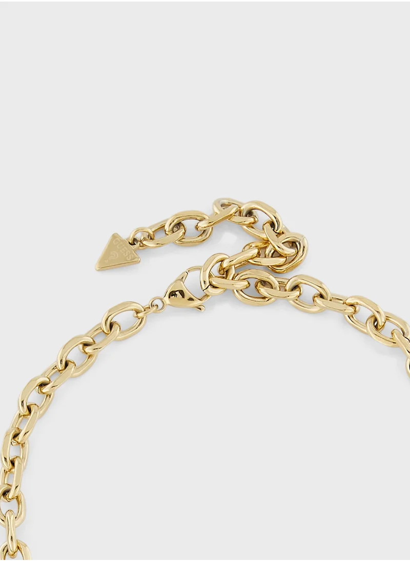 جس Crystal Hearts Short Necklace