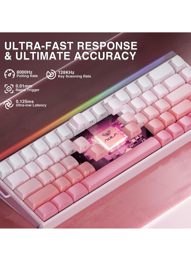 AULA HERO 68 HE 60% Wired Gaming Keyboard, Hall Effect Magnetic Switch Keyboard with Adjustable Actuation, Rapid Trigger Mode, 8K Hz Polling Rate, 0.125ms Latency,RGB Backlit, Side Printed PBT Keycaps  - Image 4