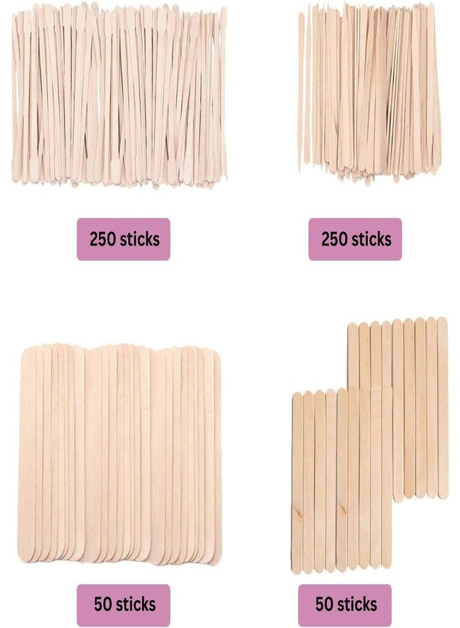 Mibly 4 Style 600 Pcs Assorted Wooden Wax Sticks for Body Legs Face Small Medium Large Sizes Eyebrow Waxing Applicator Spatulas for Hair Removal or Wood Popsicle Craft Sticks (Mix Sticks Pack of 600) - Image 3