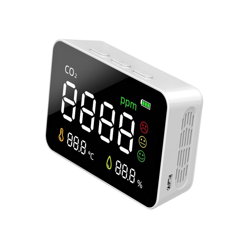 Desktop Wall Mounted Air Quality Monitor 3.5-inch Digital CO2 Detector 3 in 1 Indoor Outdoor Temperature Humidity CO2 Tester Rechargeable Carbon Dioxide Meter for Room Office Greenhouse Warehouse - Image 1